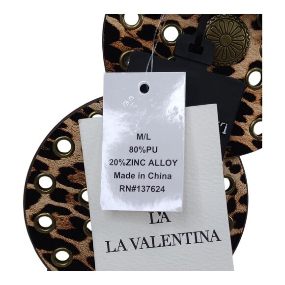 La Valentina Leopard Print Belt Concho With Medallion Accent M/L 48" Long - Picture 5 of 12